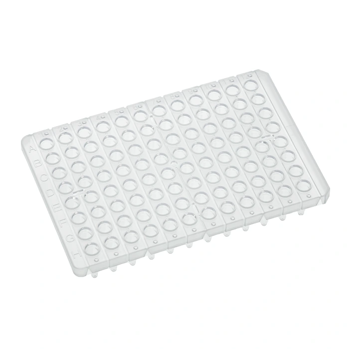 0.2 mL 96 well PCR plates, semi skirted, natural, cuttable.