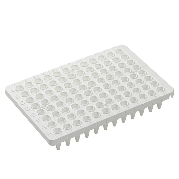 0.2 mL 96 well PCR plates, semi skirted, white, cuttable.