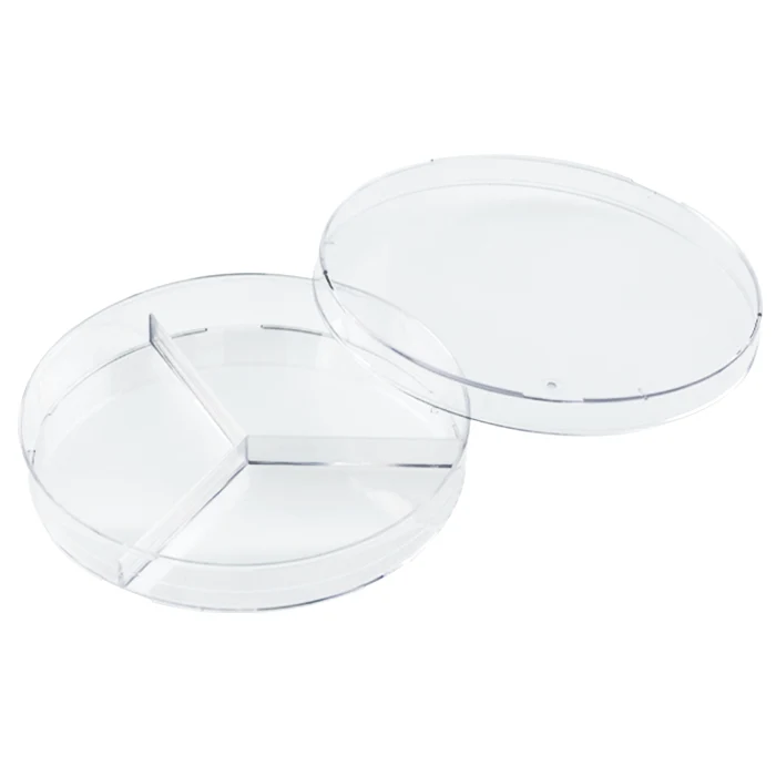 90×15mm Petri dishes, 3 compartments.