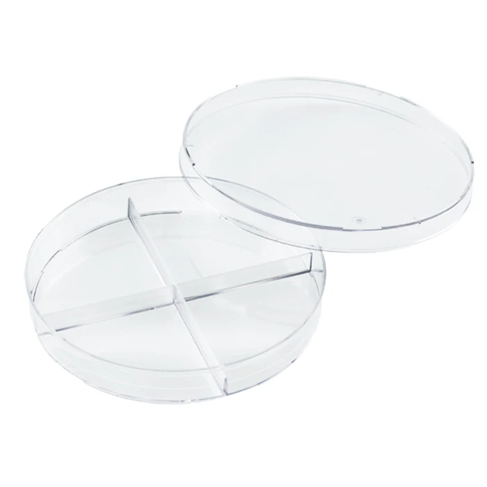 90×15mm Petri dishes, 4 compartments.